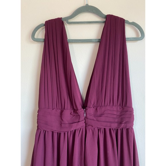 LuLus Heavenly Hues Burgundy Formal Chiffon Maxi Dress Medium Bridesmaid Prom - Picture 5 of 12